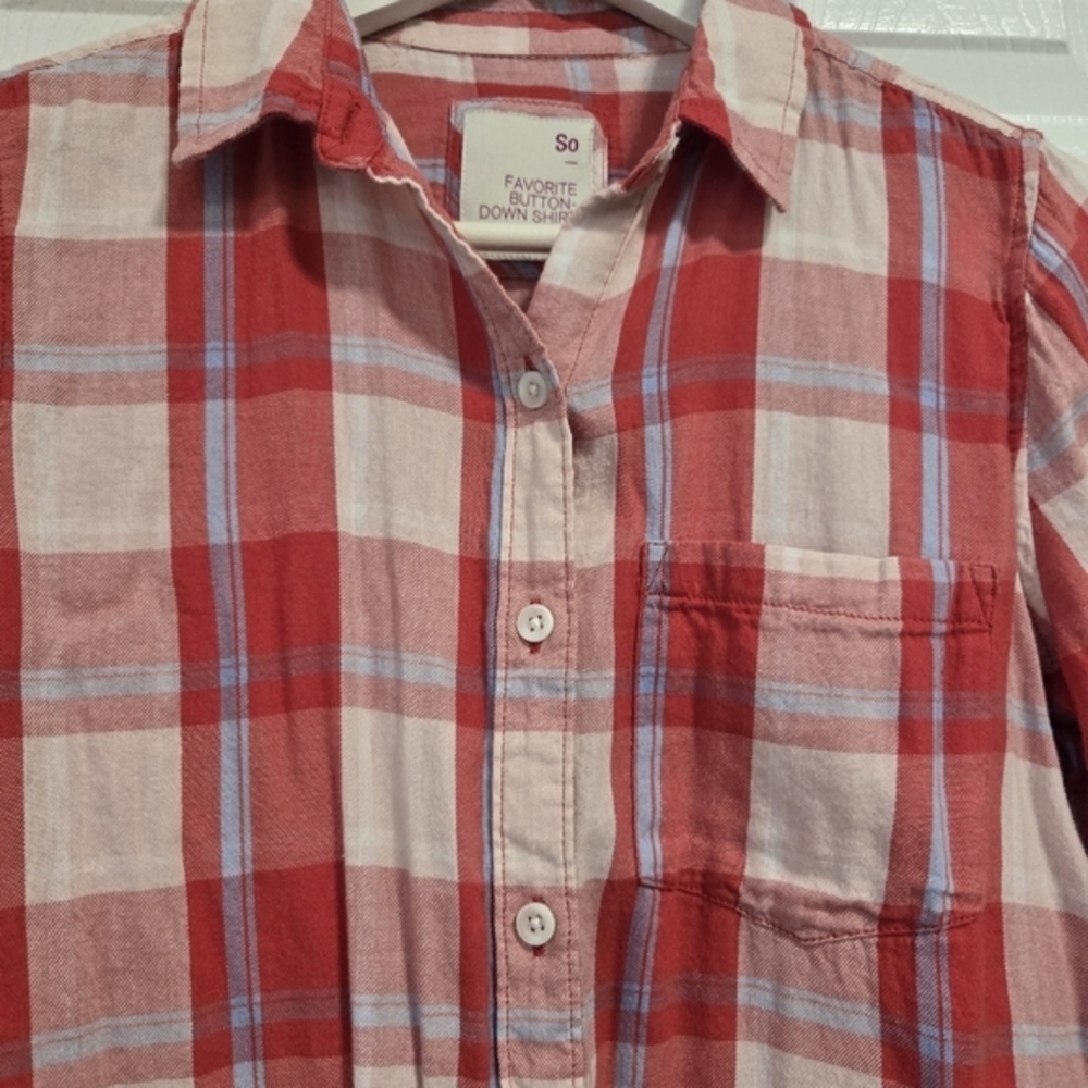 SO Women's Long Sleeve Button Down Plaid Flannel Small - Picture 3 of 10